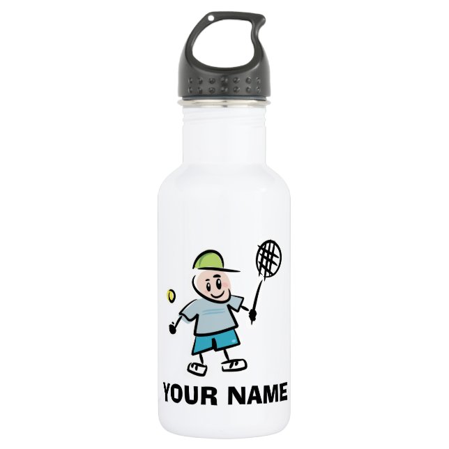 Personalised tennis drink water bottle for kids (Front)