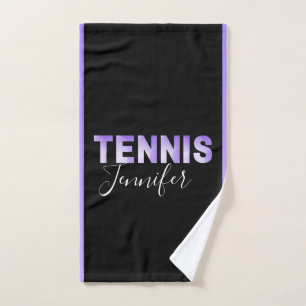 Personalised Tennis Girls Name Purple Ombre Text   Hand Towel
