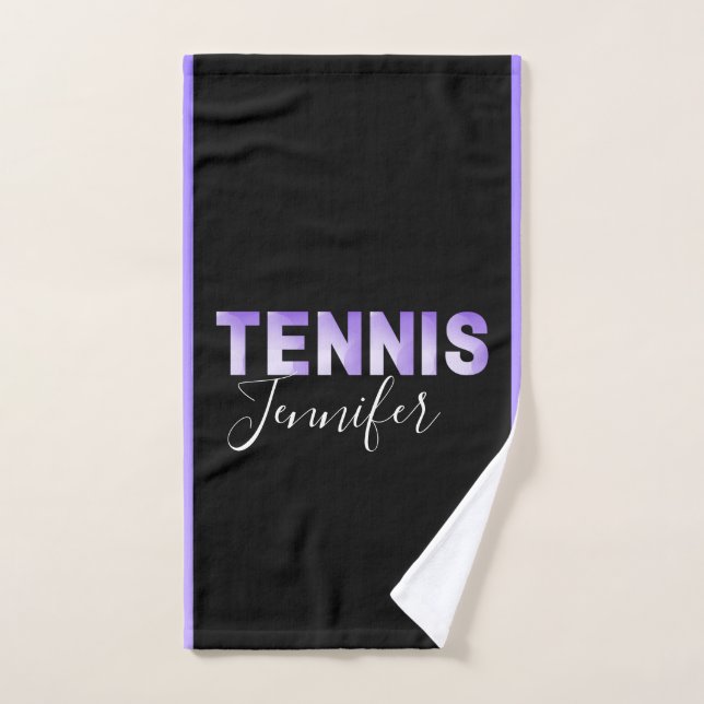 Personalised Tennis Girls Name Purple Ombre Text   Hand Towel (Hand Towel)