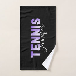 Personalised Tennis Girls Name Purple Ombre Trendy Hand Towel