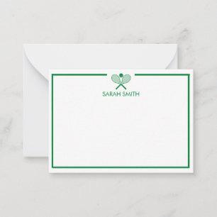 Personalised Tennis Green and Yellow Notecards