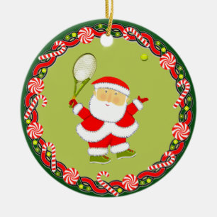 Personalised Tennis Holiday Gift Ceramic Tree Decoration