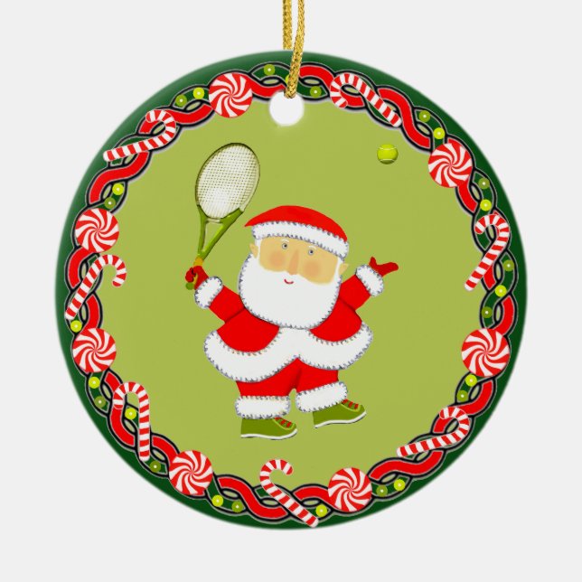 Personalised Tennis Holiday Gift Ceramic Tree Decoration (Front)