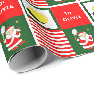 Personalised Tennis Holiday Gift Wrapping Paper