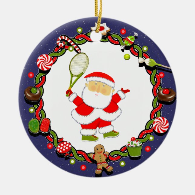 Personalised Tennis Keepsake Gift Ceramic Tree Decoration (Front)