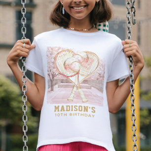 Personalised Tennis Luxury Girl Birthday T-Shirt