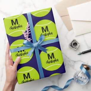 Personalised Tennis Monogram Initial Name Wrapping Paper