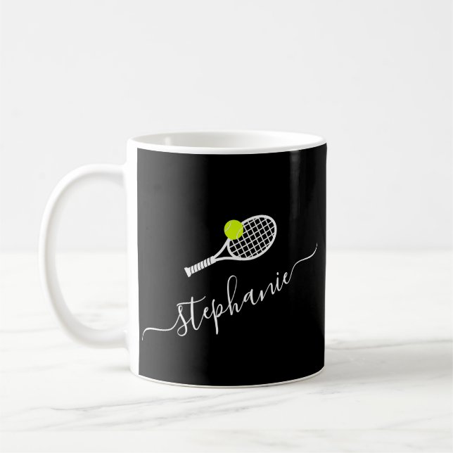 Personalised Tennis Monogram Name Coffee Mug (Left)