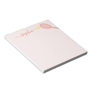 Personalised Tennis Name Coral Pink Girls Sports Notepad