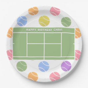 Personalised Tennis Party Birthday Paper Plate