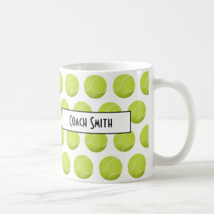 Personalised Tennis Pattern Coach Gift Coffee Mug