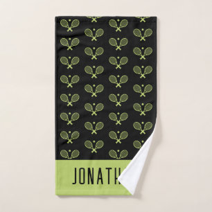 Personalised Tennis Pattern Custom Name Hand Towel