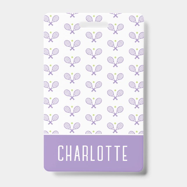 Personalised Tennis Pattern Custom Name Tennis ID Badge (Front)