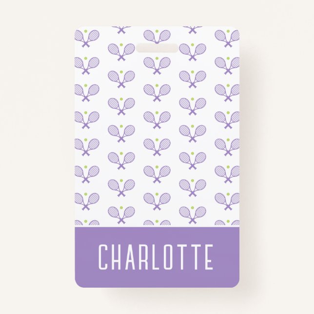 Personalised Tennis Pattern Custom Name Tennis ID Badge (Front)