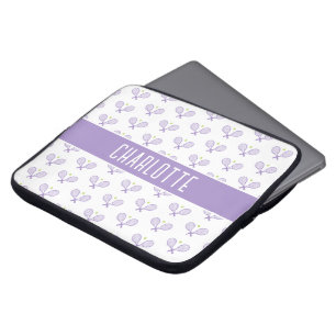 Personalised Tennis Pattern Custom Name Tennis Laptop Sleeve