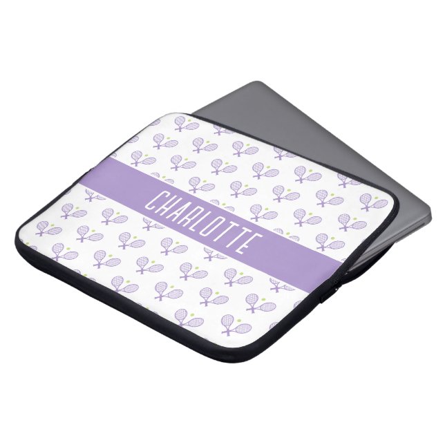 Personalised Tennis Pattern Custom Name Tennis Laptop Sleeve (Front Top)