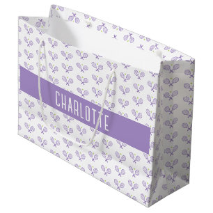Personalised Tennis Pattern Custom Name Tennis Large Gift Bag