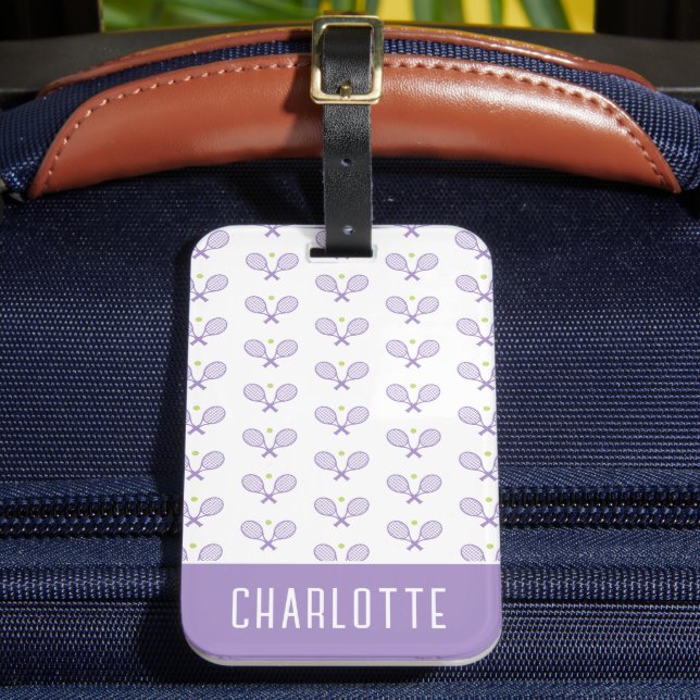 Personalised Tennis Pattern Custom Name Tennis Luggage Tag (Front Insitu 2)
