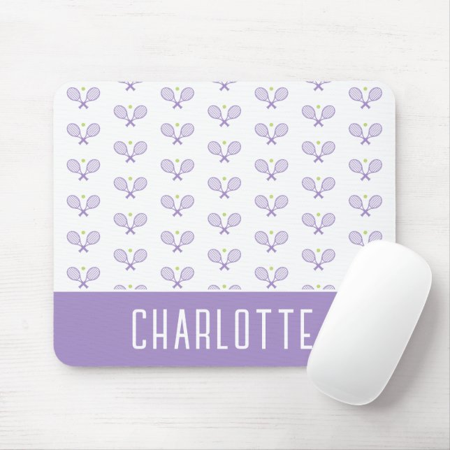 Personalised Tennis Pattern Custom Name Tennis Mouse Mat (With Mouse)