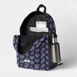 Personalised Tennis Pattern Tennis Player Blue Printed Backpack