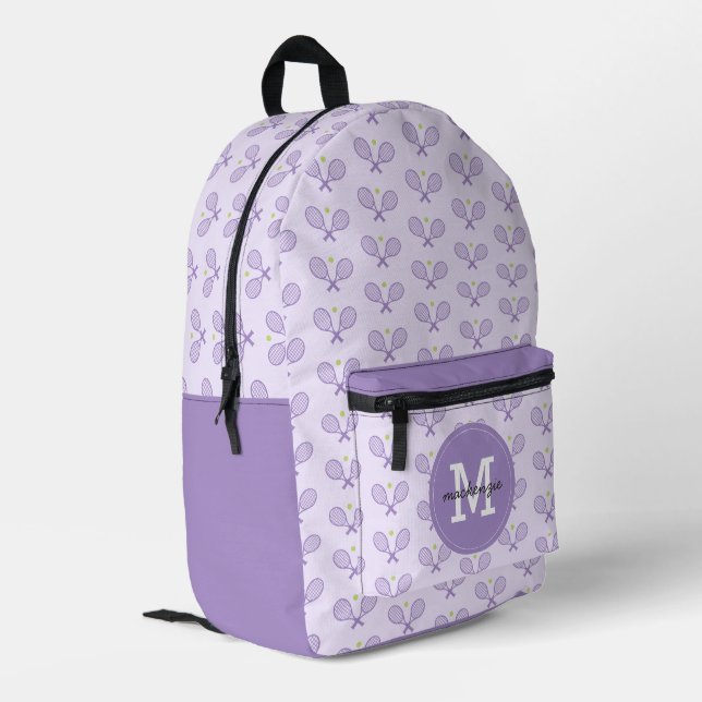 Personalised Tennis Pattern Tennis Player Printed Backpack (Back Corner Left)