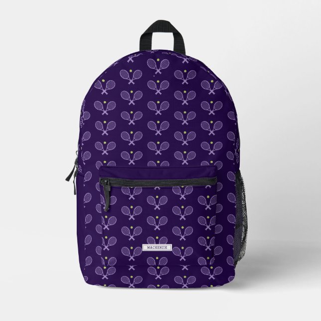 Personalised Tennis Pattern Tennis Player Printed Backpack (Front)