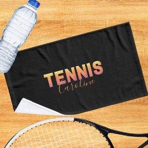 Personalised Tennis Player Coach Custom Name Black Hand Towel