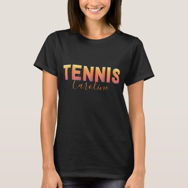 Personalised Tennis Player Girl Custom Name Cool  T-Shirt (Front)