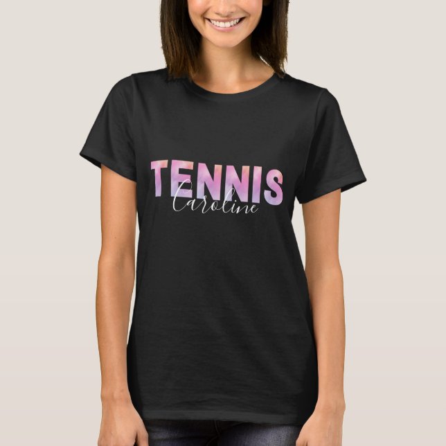 Personalised Tennis Player Girl Custom Name Cute   T-Shirt (Front)