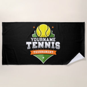 Personalised Tennis Player NAME Varsity Tournament Beach Towel