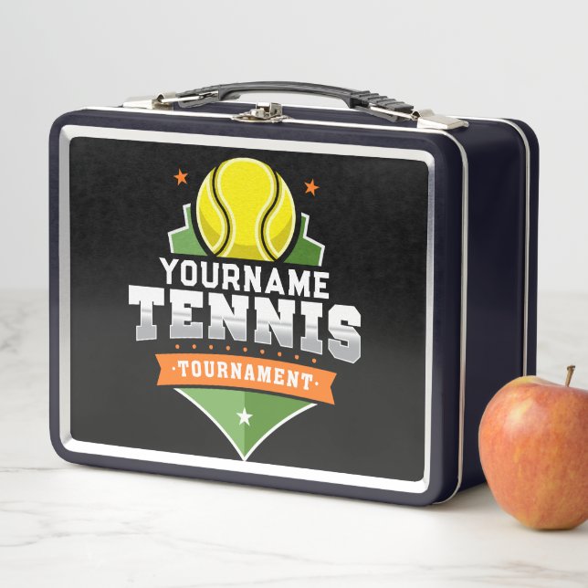 Personalised Tennis Player NAME Varsity Tournament Metal Lunch Box (In Situ)