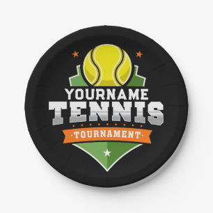 Personalised Tennis Player NAME Varsity Tournament Paper Plate