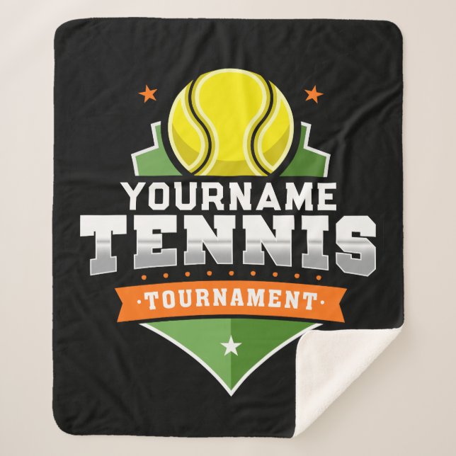 Personalised Tennis Player NAME Varsity Tournament Sherpa Blanket (Front)