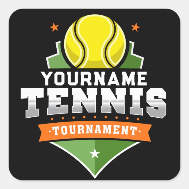 Personalised Tennis Player NAME Varsity Tournament Square Sticker (Front)