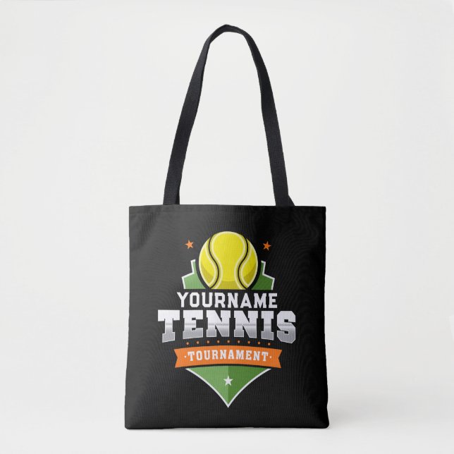 Personalised Tennis Player NAME Varsity Tournament Tote Bag (Front)