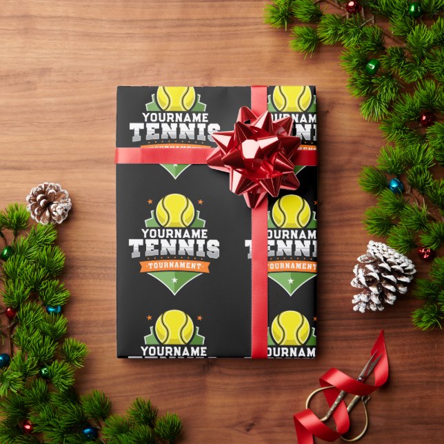 Personalised Tennis Player NAME Varsity Tournament Wrapping Paper (Holiday Gift)