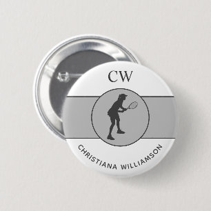Personalised Tennis Player Tennis Girl Custom Gift 6 Cm Round Badge