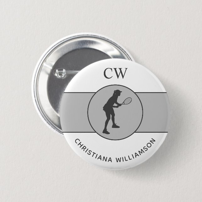 Personalised Tennis Player Tennis Girl Custom Gift 6 Cm Round Badge (Front & Back)
