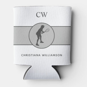 Personalised Tennis Player Tennis Girl Custom Gift Can Cooler