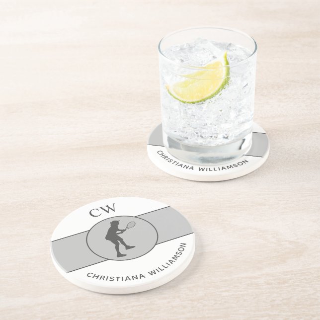 Personalised Tennis Player Tennis Girl Custom Gift Coaster (Side)