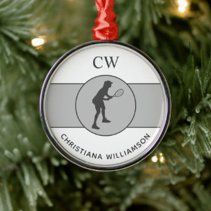 Personalised Tennis Player Tennis Girl Custom Gift Metal Tree Decoration