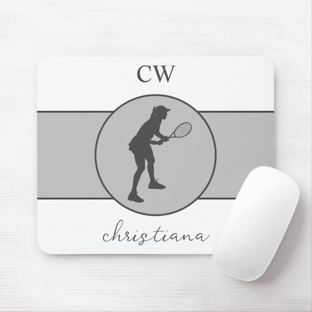 Personalised Tennis Player Tennis Girl Custom Gift Mouse Mat (With Mouse)