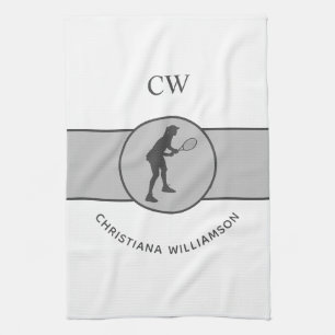 Personalised Tennis Player Tennis Girl Custom Gift Tea Towel