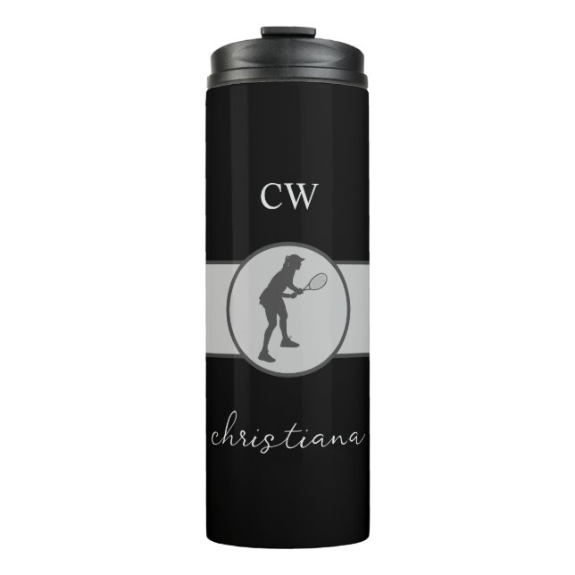Personalised Tennis Player Tennis Girl Custom Gift Thermal Tumbler (Front)