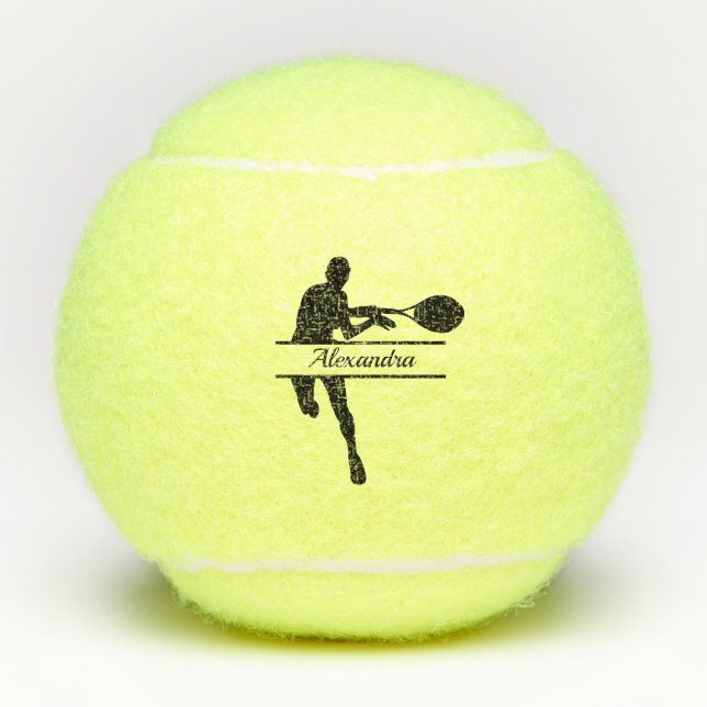 Personalised Tennis Player Themed Custom Name Tennis Balls (Front)