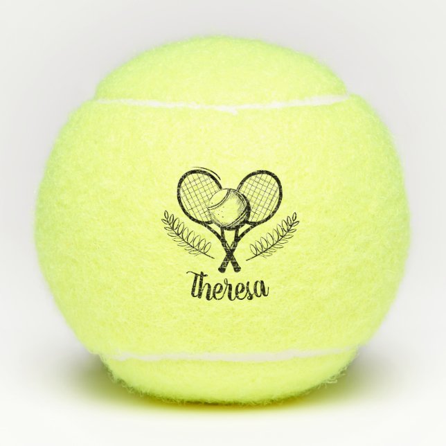 Personalised Tennis Racket and Ball Tennis Balls (Front)