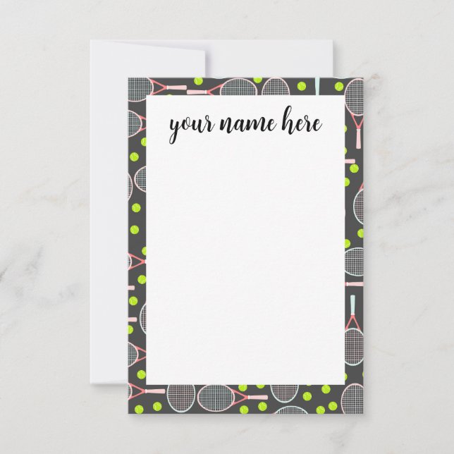 Personalised Tennis Racket Notecards (Front)