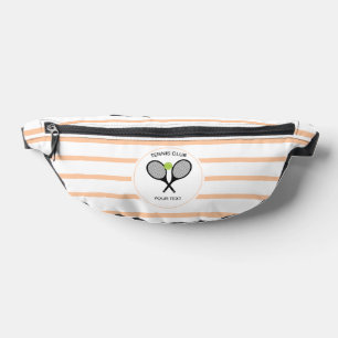 Personalised Tennis Racket Peach Striped  Bum Bags