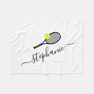 Personalised Tennis Script Name Lap Picnic Fleece Blanket