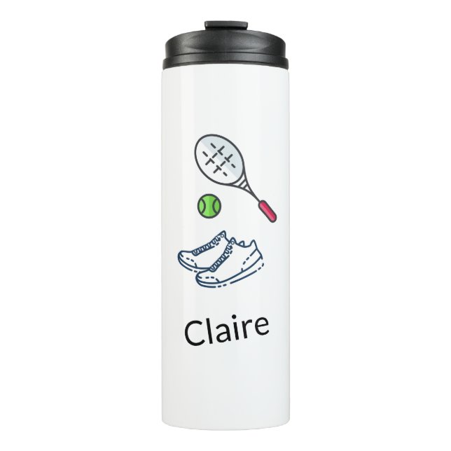 Personalised Tennis Shoes Racket & Green Ball Cute Thermal Tumbler (Front)